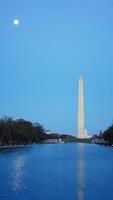 The monument tower view with the sunset sky as background in Washington DC photo