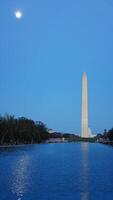 The monument tower view with the sunset sky as background in Washington DC photo