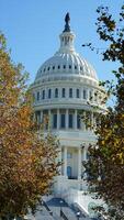 The Washington DC city view with the Capitol Hill building as background in autumn photo