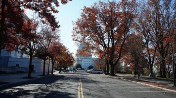 The Washington DC city view with the Capitol Hill building as background in autumn photo