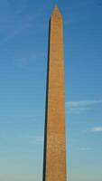 The monument tower view with the sunset sky as background in Washington DC photo