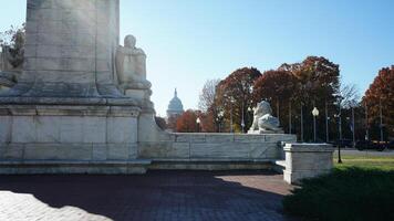 The Washington DC city view with the Capitol Hill building as background in autumn photo