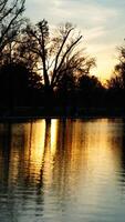 The beautiful sunset view with the colorful sky and river as background in a little USA town photo