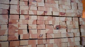 Lumber of wood for a prefabricated wooden house in factory of manufacture video