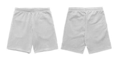 Two white sweatpants with elastic waistband. photo