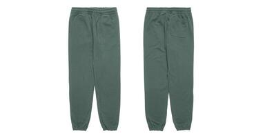 Green dark sweatpants with drawstring and back pocket. photo