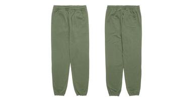 Green leaf sweatpants with drawstring and back pocket. photo