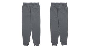 Gray dark sweatpants with drawstring and back pocket. photo