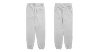white sweatpants with drawstring and back pocket. photo
