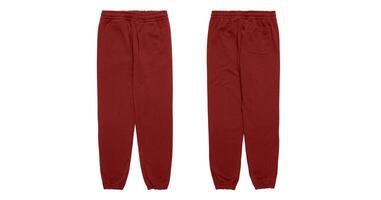 Red sweatpants with drawstring and back pocket. photo