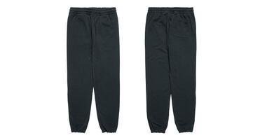 Darkcolored sweatpants with drawstring and pocket. photo