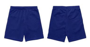 Pair blue shorts shown from front and back. photo