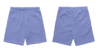 Blue sweat shorts, front and back views. photo