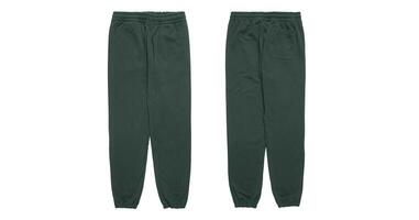 Green sweatpants with drawstring and back pocket. photo