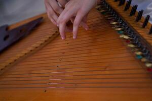 Lithuanian plucked string instrument stringed Kankles photo