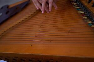 Lithuanian plucked string instrument stringed Kankles photo