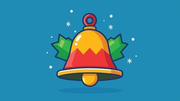 A colorful bell surrounded by vibrant leaves and stars, symbolizing celebration and joy in a festive atmosphere vector