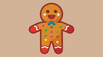 A cheerful gingerbread man with colorful icing, smiling broadly, presented on a bright blue background during the festive season vector