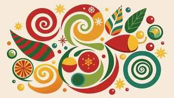 Colorful holiday ornaments with swirls and patterns displayed together in a vibrant festive arrangement, perfect for adding cheer to any seasonal celebration vector