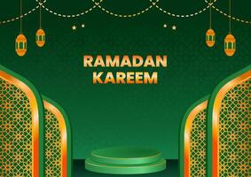 Realistic background muharram podium backgroud muharram suitable for greeting car vector