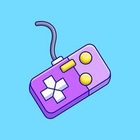 Purple Joystick Gaming Controller Cartoon Illustration. Game Console Gear Object Concept. Flat Cartoon Outline Style vector