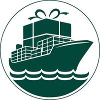 a green container ship with a gift box on the side vector