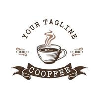 simple coffee logo design. a cup of coffee in a minimalistic simple line frame vector