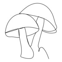 Mushroom continuous one single line drawing of Nature mushroom art illustration vector