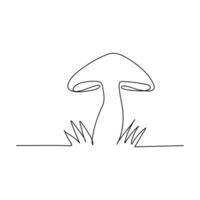 continuous line drawing of mushroom isolated vector