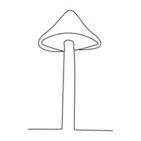 Continuous single line of drawing of mushroom edible Fresh raw vegetable concept outline illustration vector