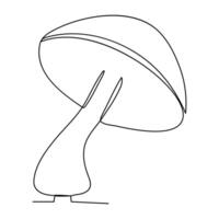 Continuous one line drawing of mushroom illustration vector