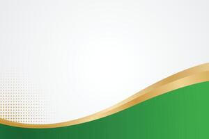 Background with green shape with golden wave vector