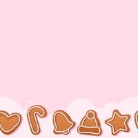 Seamless border of scattered translucent flour and gingerbread on a pink background vector