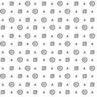 Geometric Seamless Pattern. Graphic repeatable ornament background. Endless black contours on a white background. Circles, squares, triangles, hatched lines. Textile, textures, wrapping, packaging vector