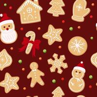 christmas cookies gingerbread. New year seamless pattern background. vector