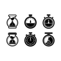 Timer Icon and Linocut Silhouette Design vector
