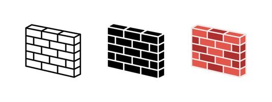 Brick wall icon. Stone block barrier symbol. Construction facade brickwork illustration. Perspective brick wall texture sign. Masonry building pictogram. Architecture concept. vector