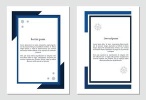 Two posters with blue winter design elements on a gray background. Abstract background. Business documents, reports, posters. Template, mock up, A4 vector