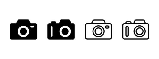 Camera icon. Photo camera illustration. Photograph symbol. Snapshot sign. Capture pictogram. Photographer outline and black filled concept. vector