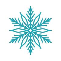 Beautiful snowflake, detailed hand drawn flat illustration. Graphic outline doodle drawing. Christmas and New Year symbol. Unique snowflake silhouette icon for frosty winter designs and decor vector