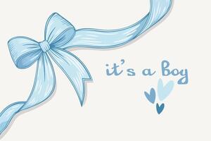 It's a boy. Newborn announcement in blue color. illustration with lettering vector