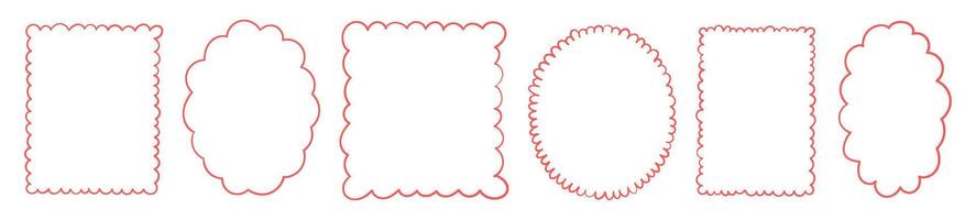 Cute vintage frame with ribbon and decorative border. line pattern for gift and wedding design. Flat illustration isolated on white background. vector