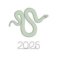 Year of snake in one continuous line in color. One line drawing, minimalism. vector