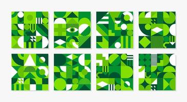 Environment ecology theme green geometric patterns vector