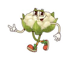 Groovy cauliflower cabbage vegetable character vector