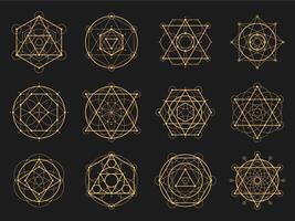 Sacred esoteric geometry symmetrical signs set vector