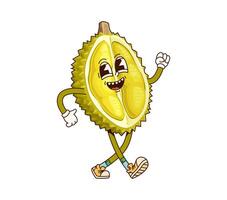 Groovy tropical durian cheerful fruit character vector