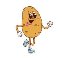 Groovy potato vegetable retro cartoon character vector