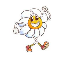 Funny groovy daisy chamomile with summer vibe vector