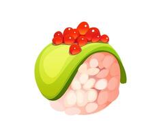 Cartoon temari Japanese sushi roll with roe vector